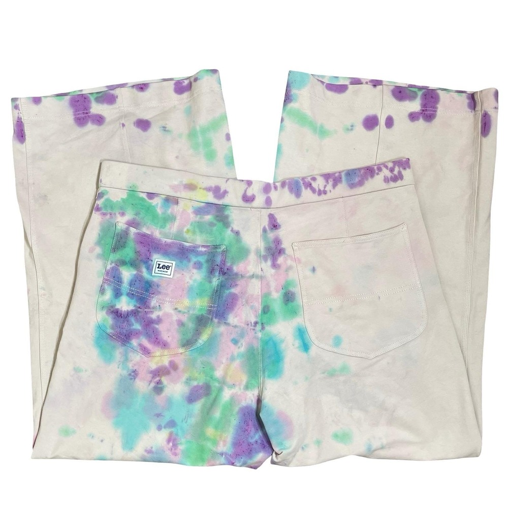 Vintage Lee Workwear Tie Dye Wide Leg Pants Men XXL Multi Color Psychedelic Boho